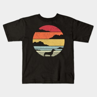 Dachshund Retro Vintage Sunset Kids T-Shirt